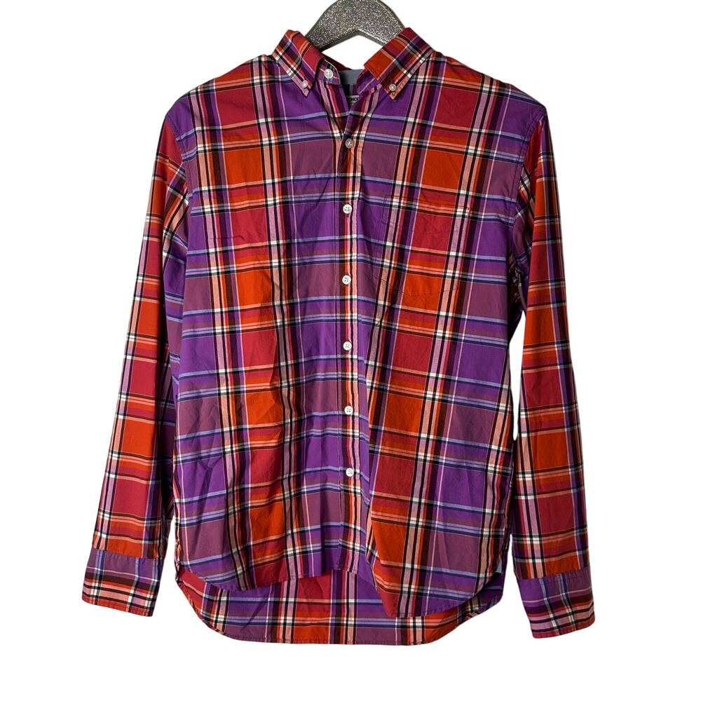 Bonobos Red and Purple Plaid Button Down Cotton Shirt